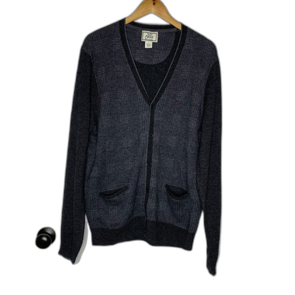 Jos. A Bank 1905 Gray Tonal Wool‎ Blend Button Front Cardigan with Elbow Patches - Picture 1 of 6